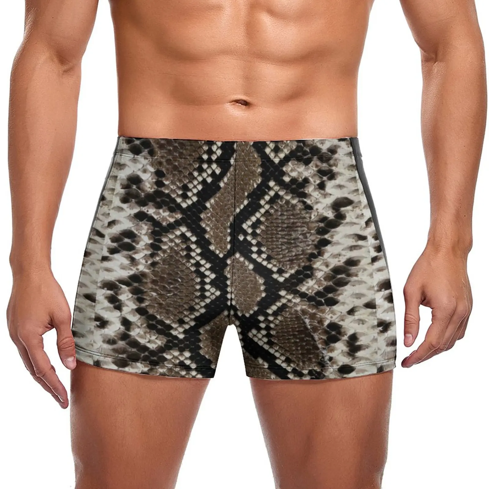 

Python Snakeskin Swimming Trunks Faux Reticulated Animal Print Fashion Beach Swim Boxers Plus Size Durable Man Swimwear