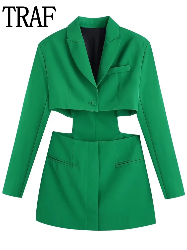 

Платье-Блейзер женское короткое с длинным рукавом и отворотом