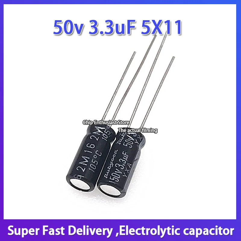 Импортный алюминиевый электролитический конденсатор Rubycon 50 в 3 мкФ 5 х11 серии ruby yxa