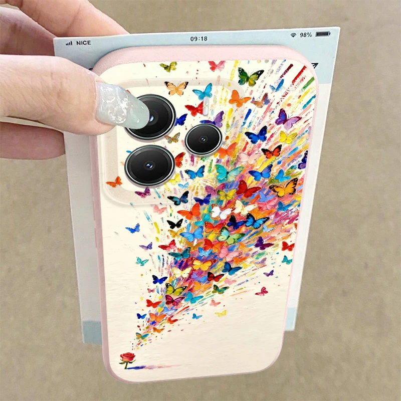 Мягкий силиконовый чехол для телефона Xiaomi Redmi Note 15 14 4G Note 15 14 13 Pro 5G 14 13 Pro+ 5G, кожаный чехол с цветным принтом бабочки (art.: 3920dbc5deae2) - 3920dbc5deae2
