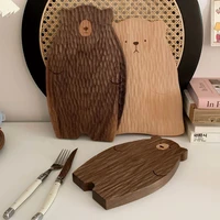 wood board chopping block cute bear shape bread tray black walnut cutting board beech kitchen board