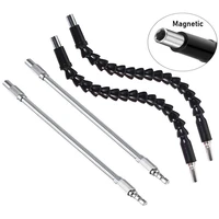 2pcs black 2pcs silver flexible extenser screwdriver bit holder magnetic extention hex shaft screw drill connection tip