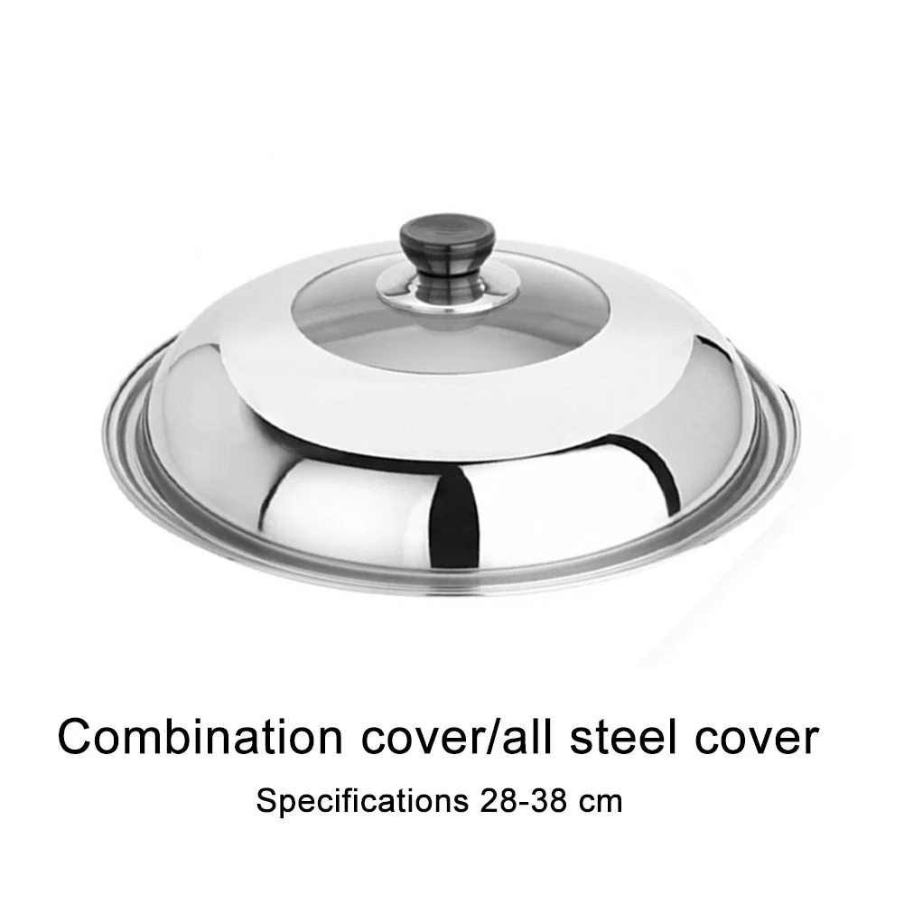 

24-38cm Frying Pans Lid Stainless Steel Visible Combined Tripod Wok Cover Combined Vegetable Cover Tempered Frying Pan Stove Lid