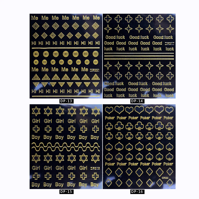 1 Sheet 3D Metal Nail Art Stickers Gold Bow Cross Flowers Designs Rivert Adhesive Decals DIY Manicure Supplies | Красота и здоровье