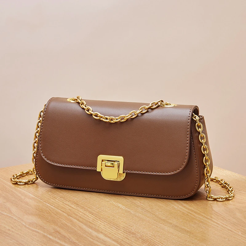 2022 Fashion Luxury New Genuine Leather Crossbody Bag Vintage Shoulder Bag Fashion Cowhide Chain Women's Bag