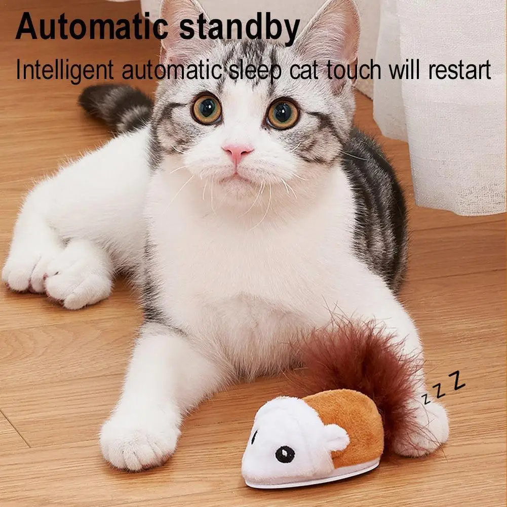 

Smart Running Mouse Pet Cat Toy Interactive Moving Toys Teaser Kitten Cat Self-Playing Toy Supply Mice Simulation Electric O6N0