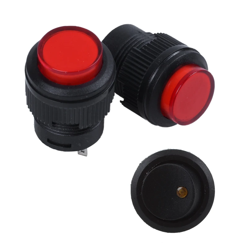 

2 Pcs 4 Terminals Red LED Lamp Momentary Push Button Switch DC 3V & 1X 12V LED Inverter Rocking Rocker Switch Orange