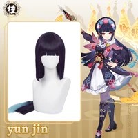 uwowo game genshin impact yun jin cosplay wig yunjin cosplay hair liyue geo 80cm long hair heat resistant