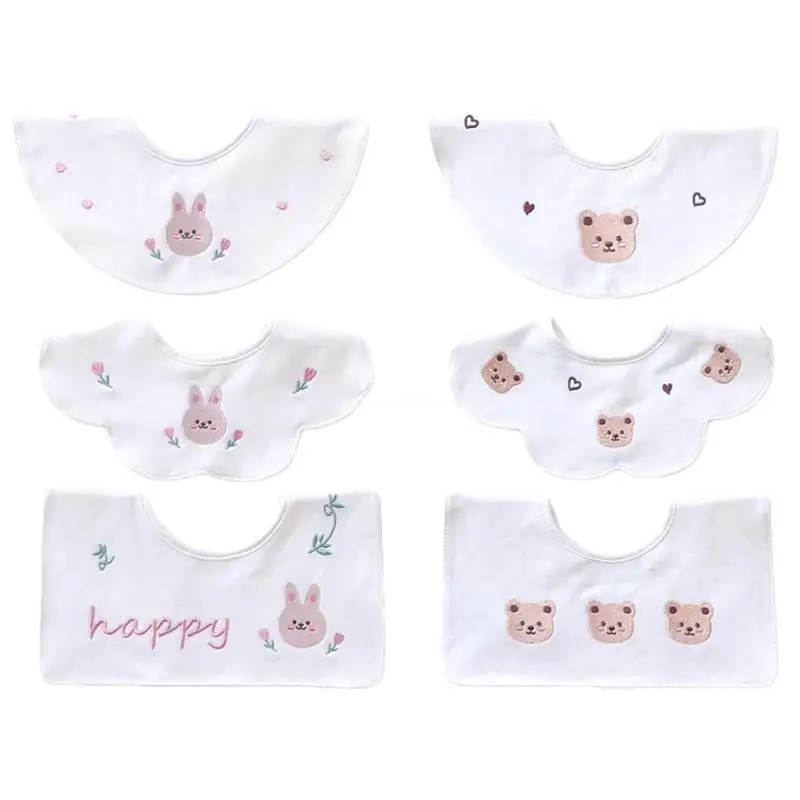 

3 шт. Нагрудник для прорезывания зубов младенцев Полотенце для кормления Мультяшные животные Дышащие детские нагрудники