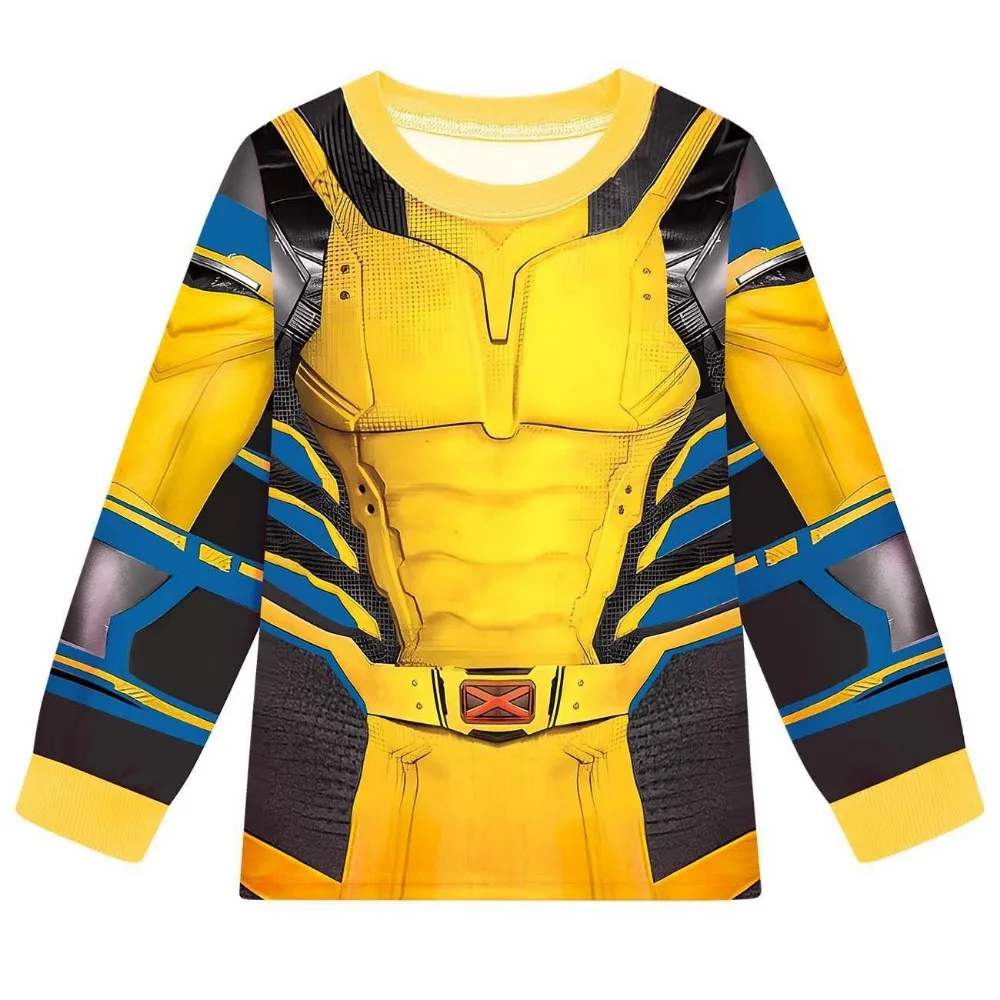 Фото Children's Wolverine children's leisure wear cartoon pajamas Suit Girl Boys D-Deadpool night-clothes spring autumn nightshirt №3