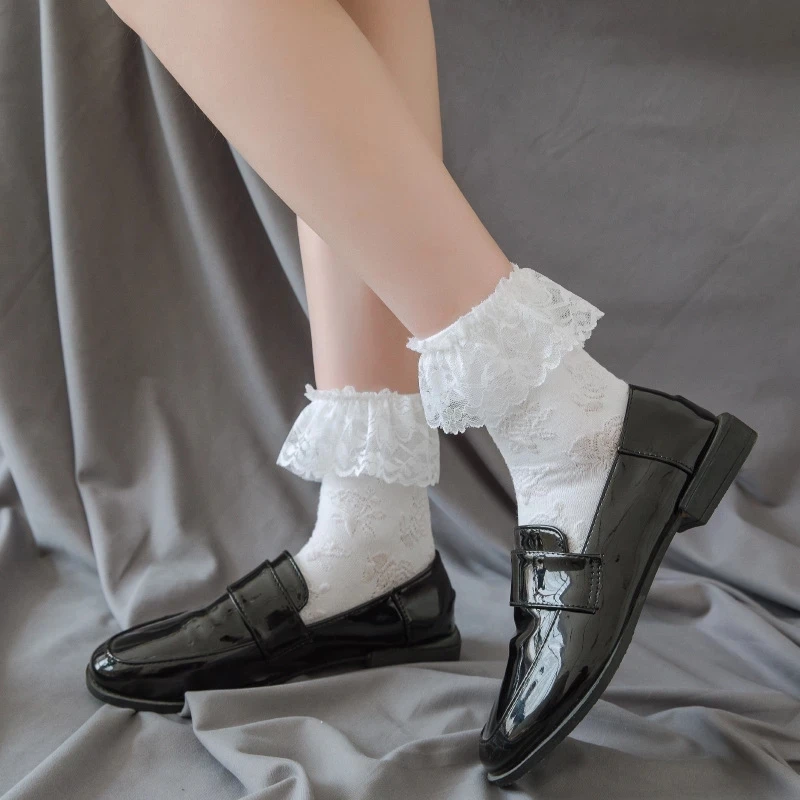 

Белые кружевные хлопковые носки Sweet Lolita, женские корейские и японские Модные Бриллианты с вышивкой розы, дизайнерские бриллианты