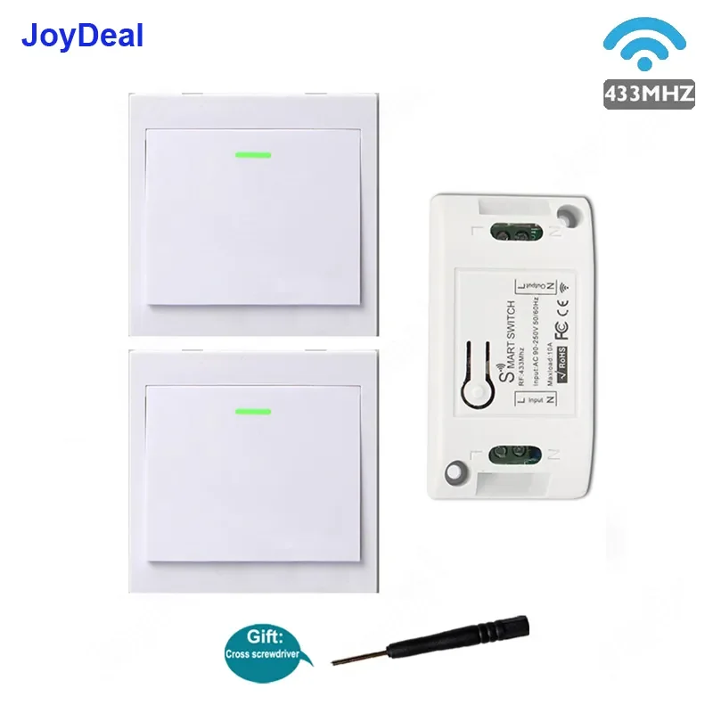 

NEW2023 433 MHz Wireless Smart Receiver 86 Wall Panel Transmitter AC 110V 220V 1CH Smart Home RF Remote Control Wall Light