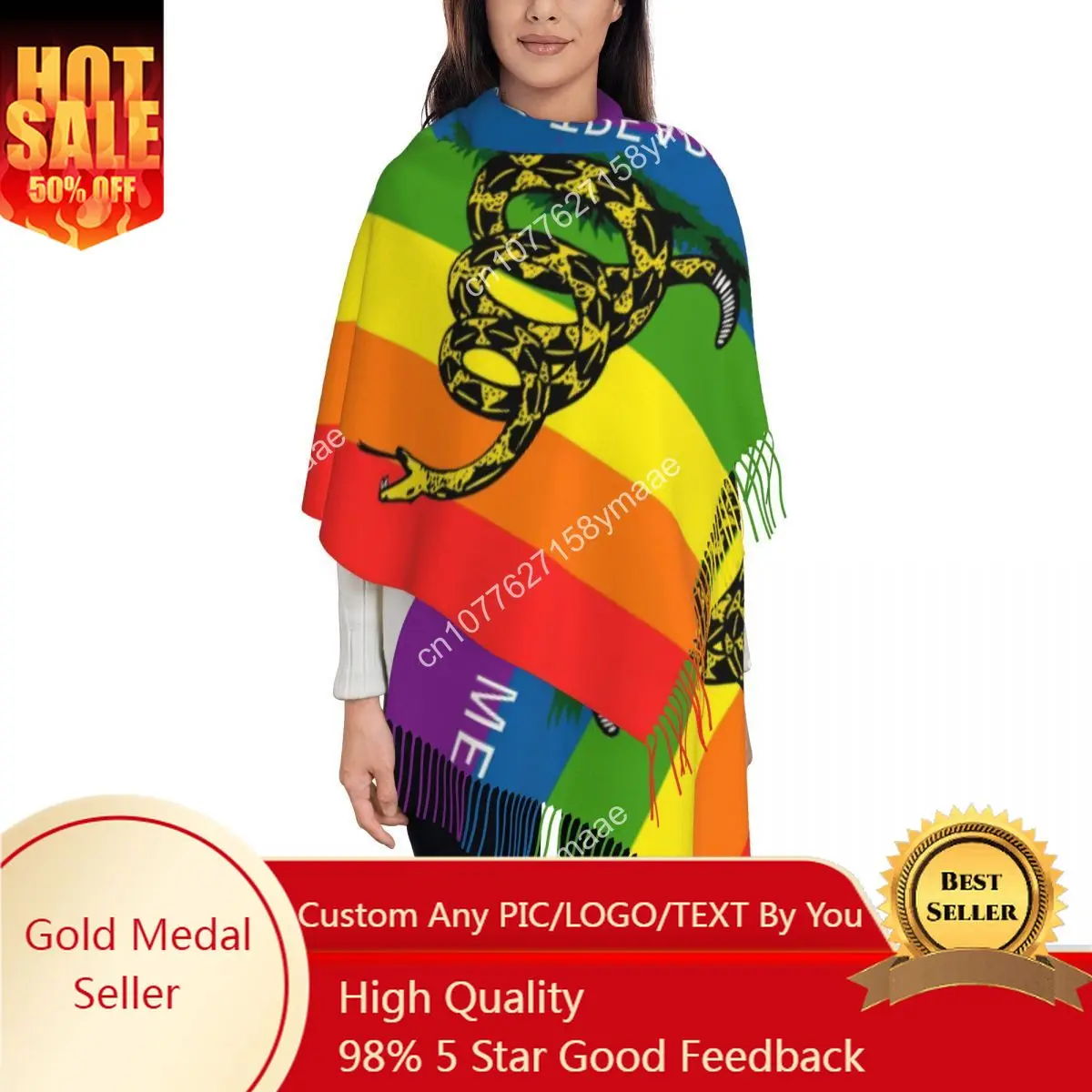 

Gadsden Flag Lgbt Scarf for Women Winter Fall Reversible Shawl Wrap Dont Tread on Me Long Large Shawl Scarf for Daily Wear
