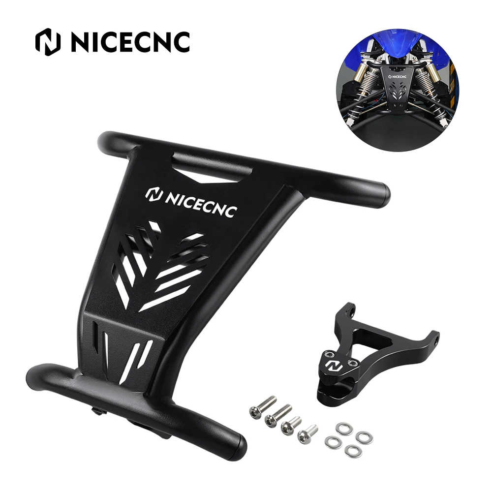 NICECNC ATV Aluminum Alloy Front Bumper Grab Bar Protector Cover Guard For Yamaha YFZ450R YFZ 450R 2009-2022 Black Accessories