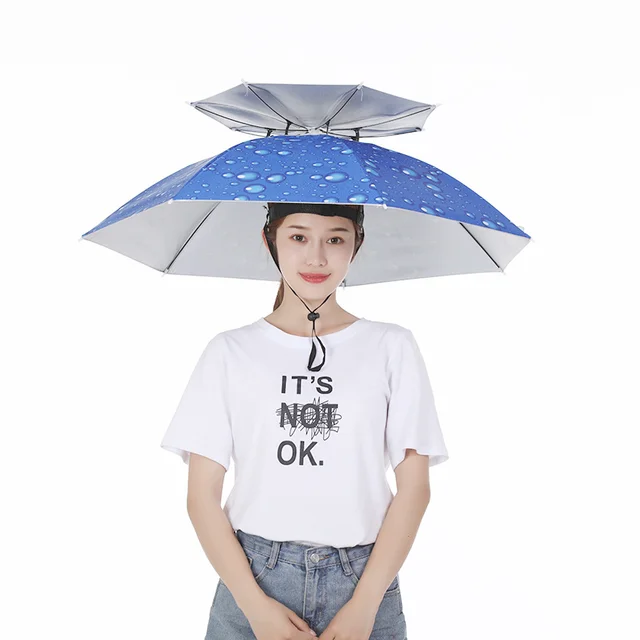 Portable Rain Umbrella Hat Foldable Outdoor Sun Shade