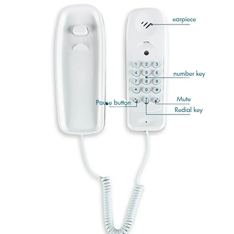 mini desktop corded landline phone fixed wired telephone wall mountable mutepauseredial functions for home hotel office bank free global shipping