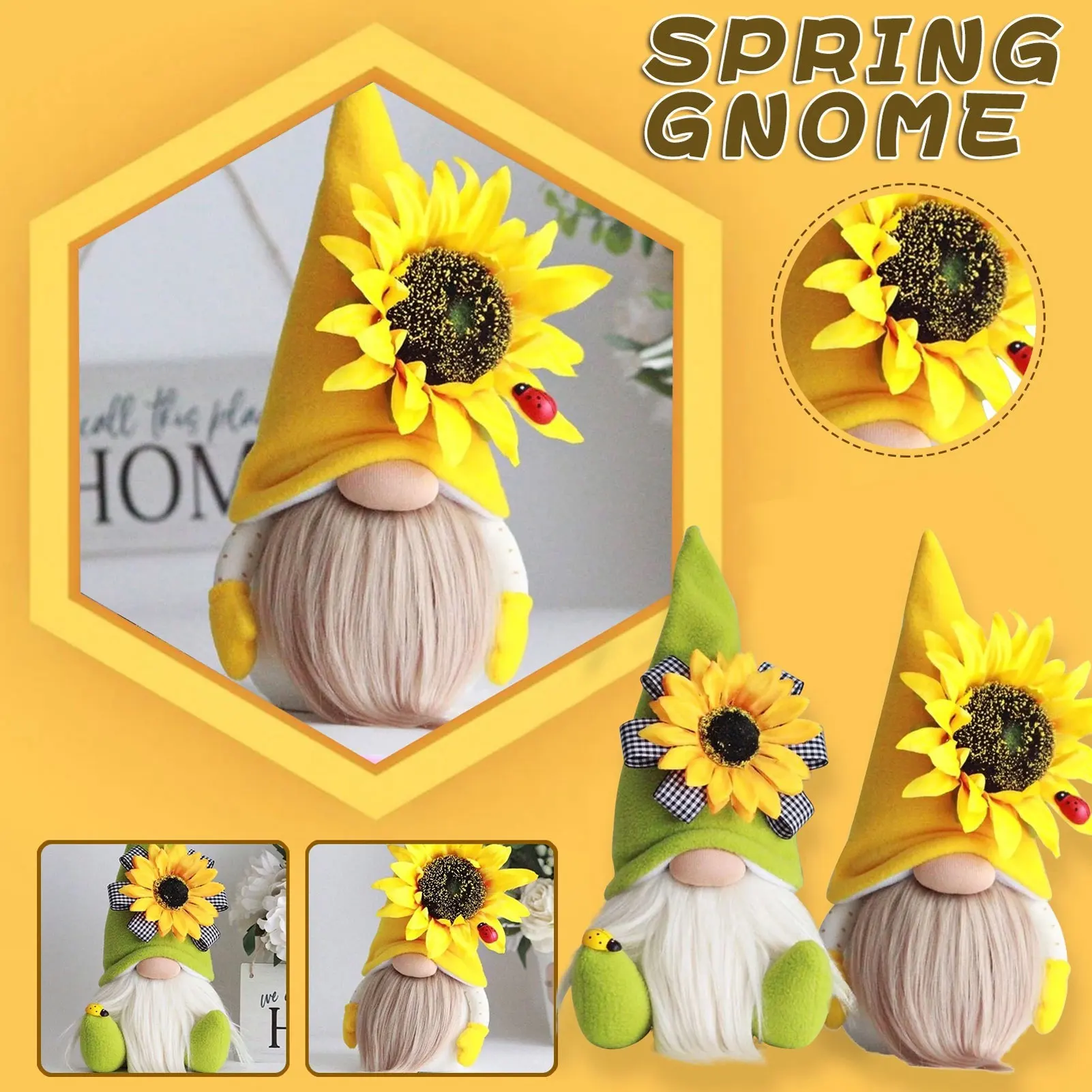 

Bee Gnome Suower Doll Decor Bumble Plush Faceless Doll Ornament Goblin Desktop Decoration Gift Bring Good Luck