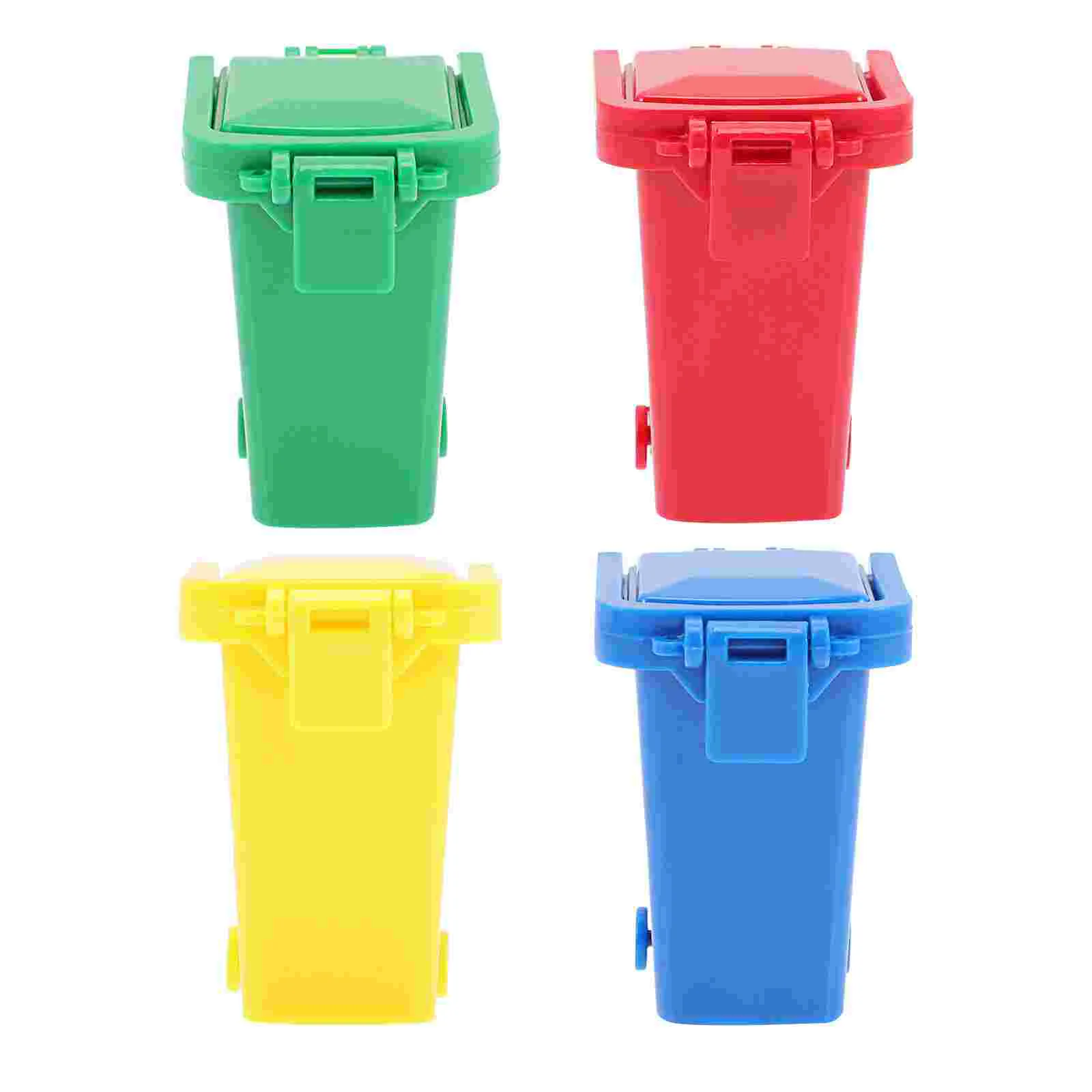 

4 Pcs Garbage Sorting Bin Child Miniature Trash Can Desk Organizer Abs Toy