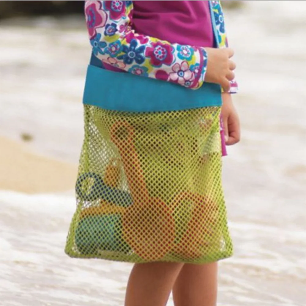 Children's small beach toy storage bag Pick up shell shoulder shoulder bag Large capacity mesh bag Folding beach bag