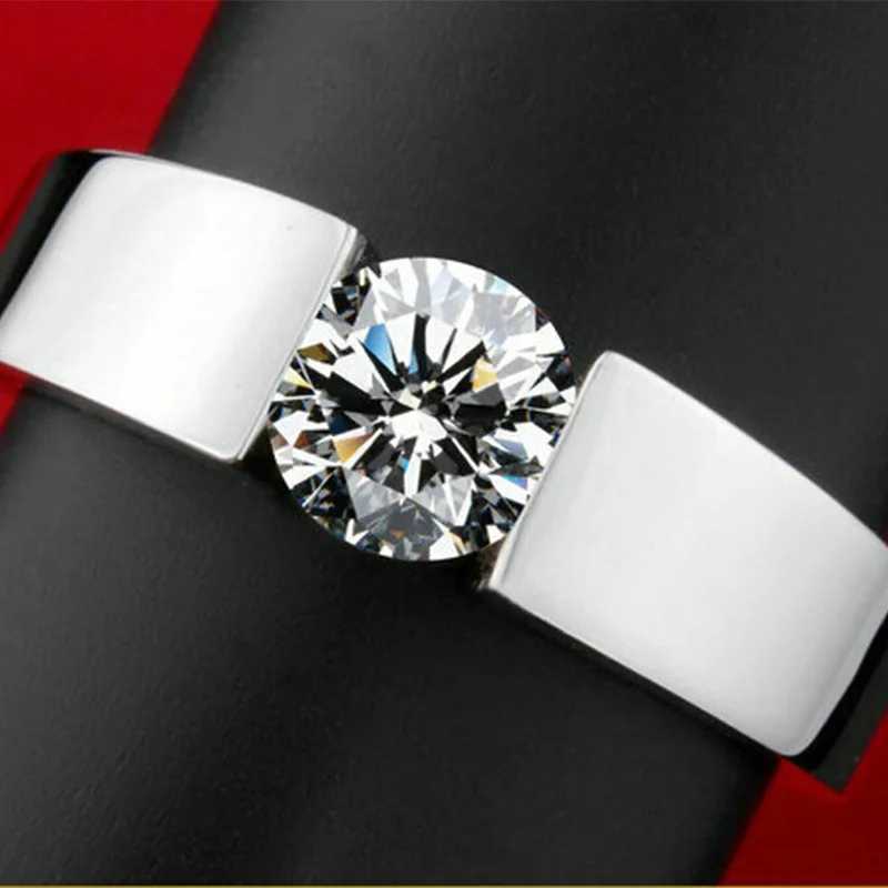 

Simple Fashion Man Woman Proposal Zircon Ring Wedding Engagement Jewelry Gift