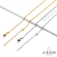 asonsteel 10pcslot 45cm5cm goldsilver color stainless steel necklace rope chian with extender cuban link for jewelry making