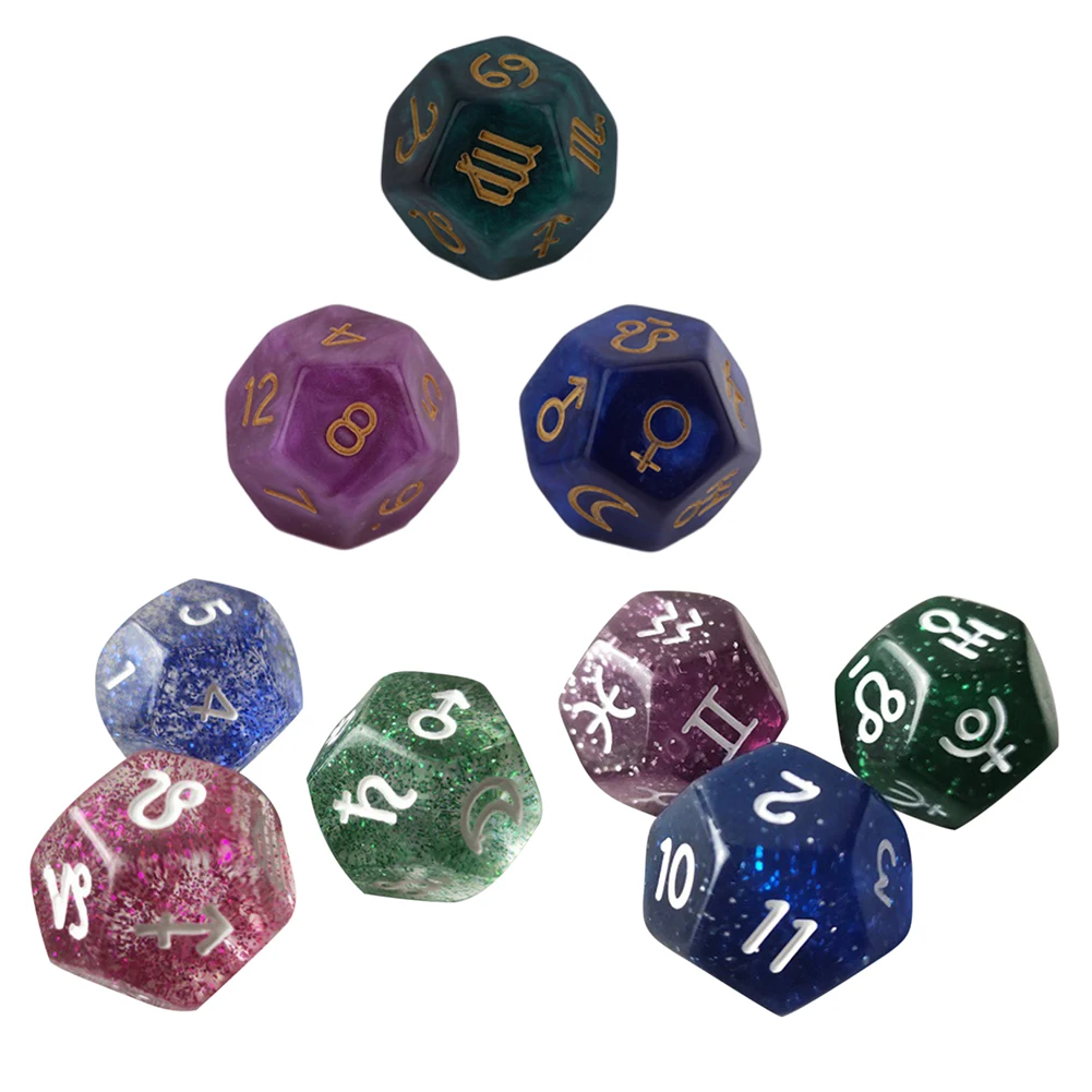 

3Pcs Creative Dice 12-Sided Astrology Zodiac Signs Dice for Constellation Divination Toys Entertainment Board Game