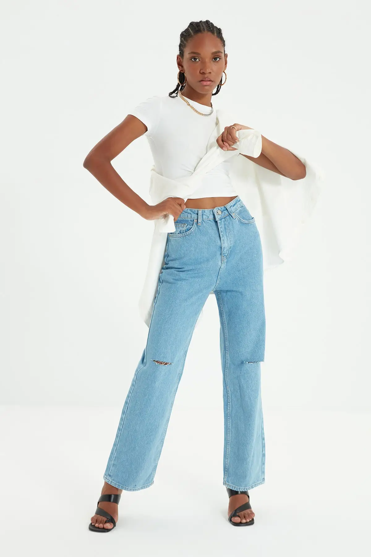 

Trendyol Ripped Detailed High Bel 90's Wide Leg Jeans TWOAW22JE0251
