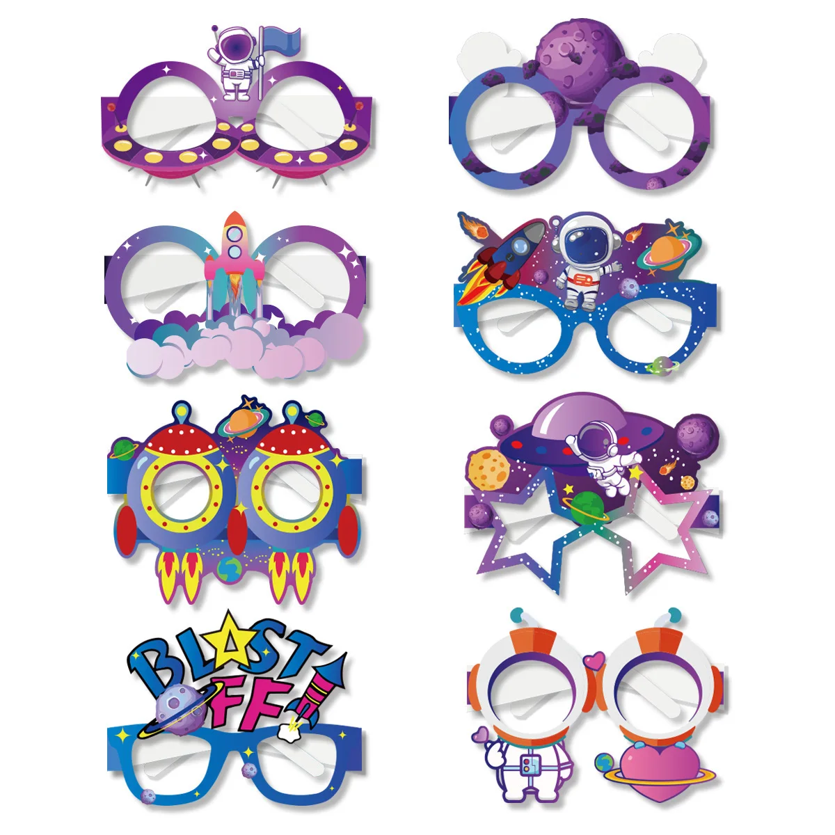 

Outer Space Theme Paper Glasses Rocket Astronaut Photography Glasses Props Happy Spacecraft Universe Birthday Party Decors