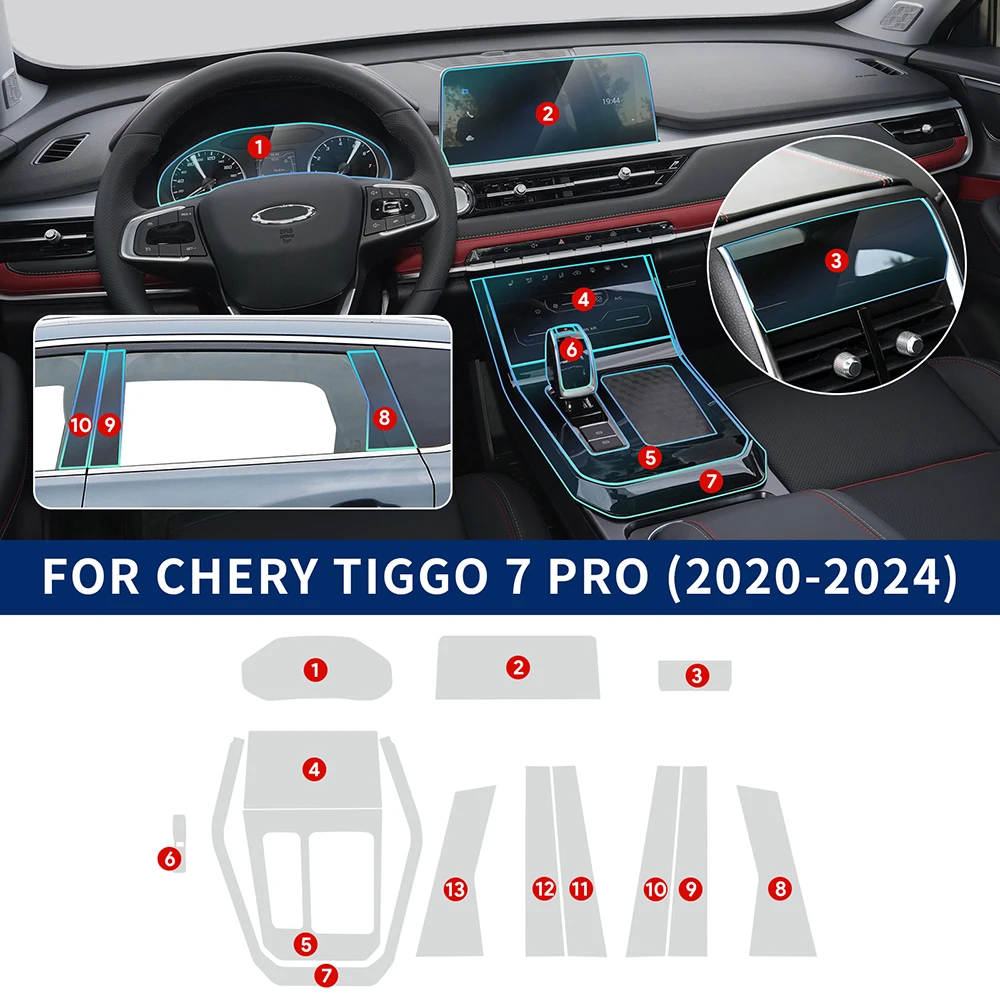 Для Chery Tiggo 7 Pro 2020-2024 тпу пленка для экрана навигации автомобиля защитная наклейка