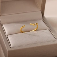 arabic i love you rings for women stainless steel gold color open adjustable heart ring romantic couple jewelry anillos