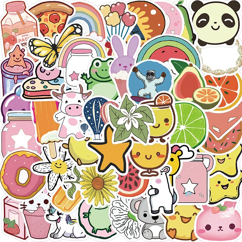 

10/30/50PCS Cartoon Smiling Animal Stationery Sticker Aesthetic PVC Children's Decoration Scrapbooking School Supplies for Kids