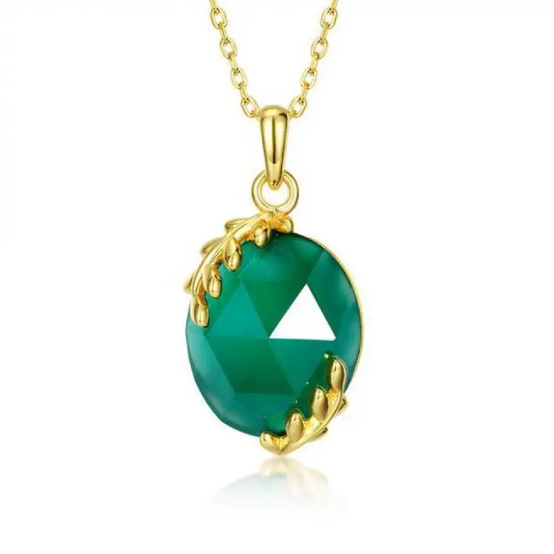 

Женское ожерелье из серебра 925 пробы с натуральным зеленым агатом