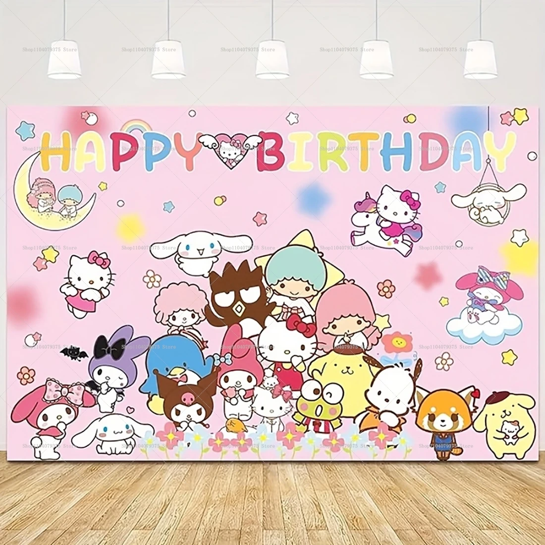 Фон для фотосъемки с рисунком Hello Kitty розовый фон на день рождения аксессуары