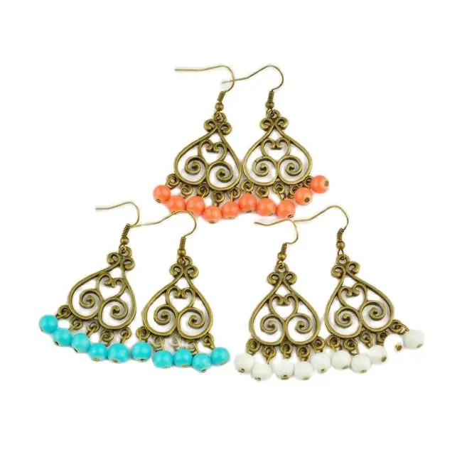 

Kissitty 30 Pairs Mixed Color Tibetan Style Chandelier Earrings For Women Antique Dangling Earring Jewelry Findings Gift