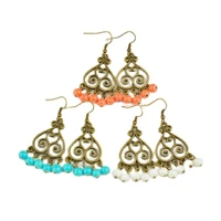 kissitty 30 pairs mixed color tibetan style chandelier earrings for women antique dangling earring jewelry findings gift