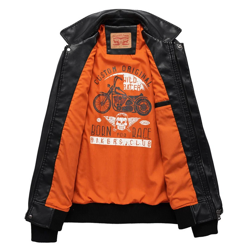 Куртка мужская летная из экокожи Уличная Повседневная мотоциклетная куртка в