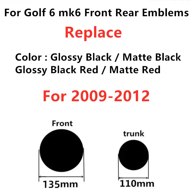

135 мм 110 мм Автомобильная передняя решетка, значок, задняя эмблема багажника, логотип, Стайлинг автомобиля для Golf 6 Golf6 MK6 GTI 2009 2010 2011 2012 2013