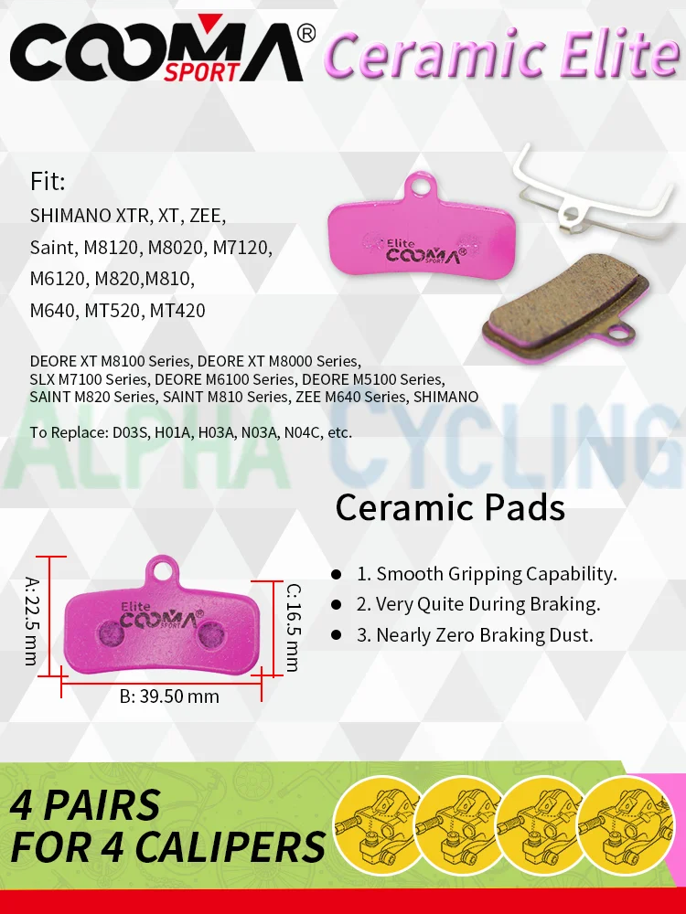 4 Pairs 8 PCS Ceramic Bicycle Brake Pads for SRAM Avid Shimano Magura Hayes Formula Hope ZOOM JAK Bike Caliper