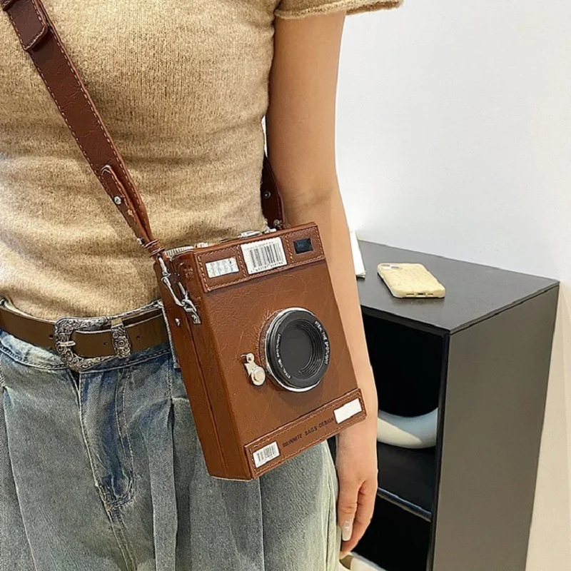 

Сумка кросс-боди Женская для камеры, модный винтажный маленький квадратный саквояж из масляной и вощеной кожи, сумочка на одно плечо
