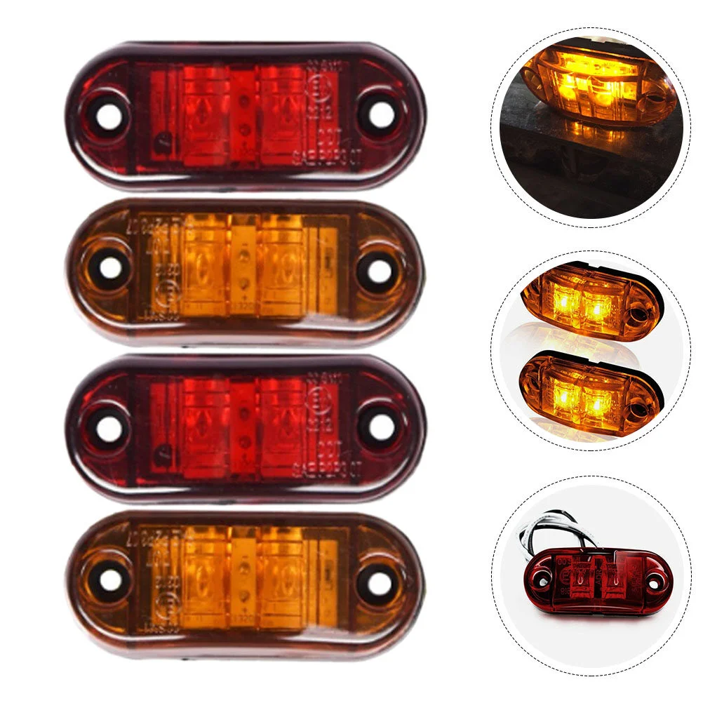 

4 Pcs Light Caravan Trailer Marker Lights Amber Red Trucks Indicators Side LED Tail Lamp Parts Taillight RV