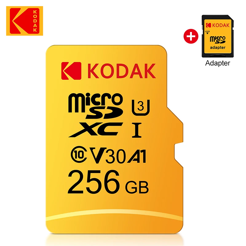 

Оригинальная мини SD карта памяти KODAK U3 256 ГБ оптом 128 Гб класс 10 V30 Micro TF SD флэш-карты 256 ГБ для смартфона + SD адаптер
