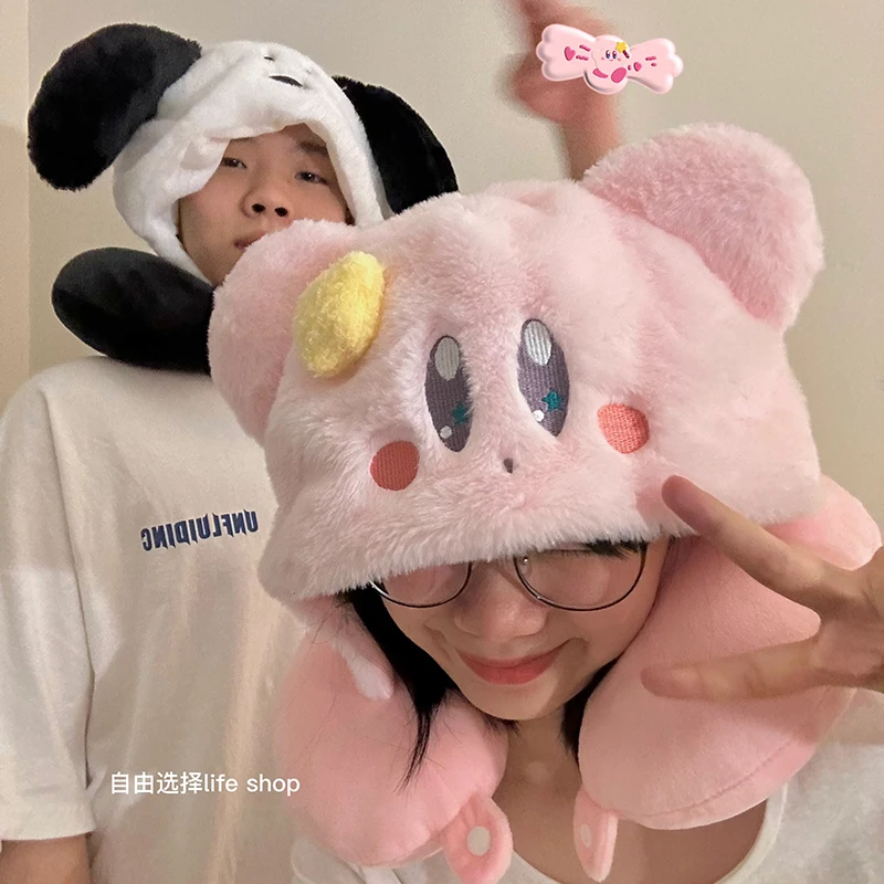 

U-образная подушка Disney, дорожная U-образная подушка для сна с шапочкой, аниме Kuromi, Дональд, Дак, Kirby, подарок на Рождество