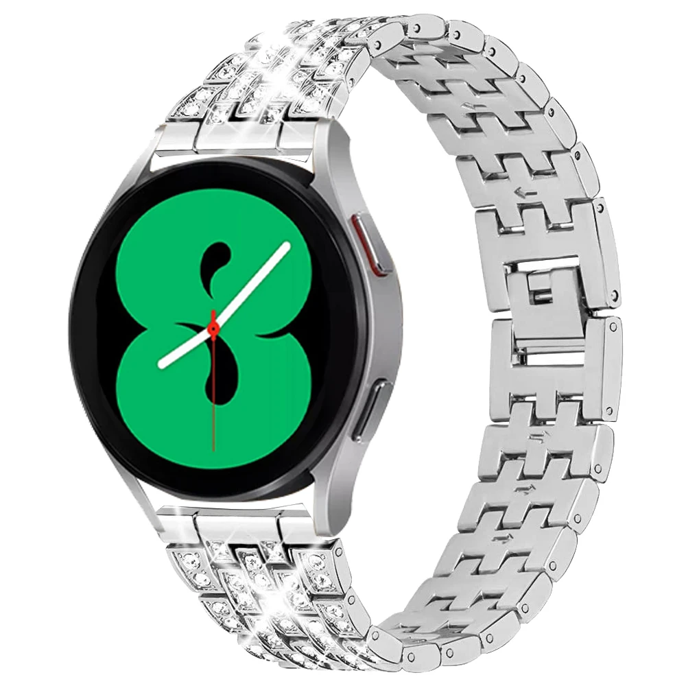 Womens Metal Strap for Samsung Galaxy Watch 4 Classic 46mm 42mm Diamond Band Galaxy Watch active2 44/40mm Stainless Steel Strap