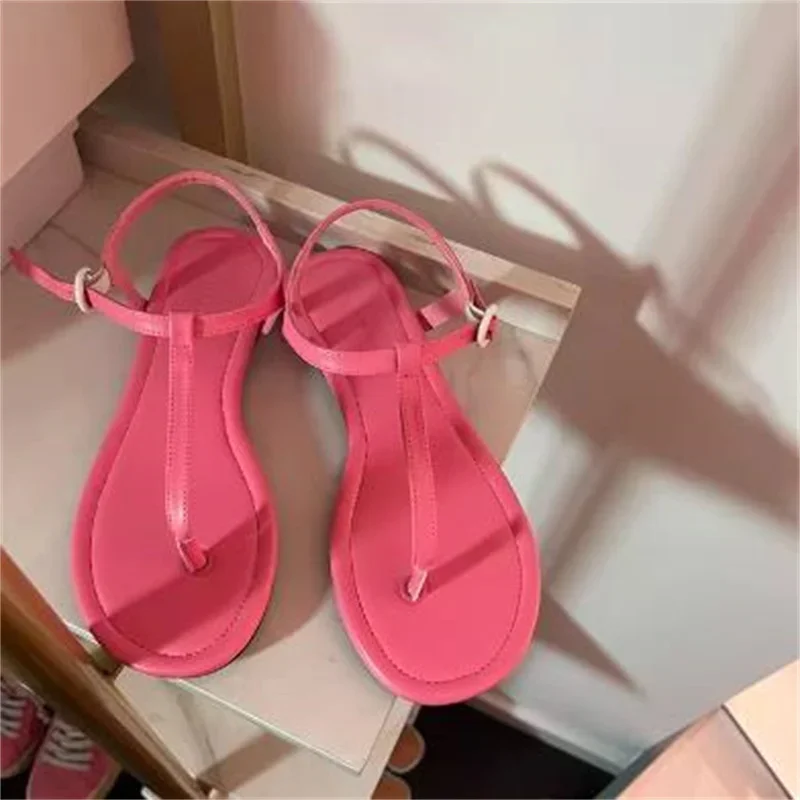 Шлепанцы женские с круглым носком сандалии пряжкой плоский каблук однотонные