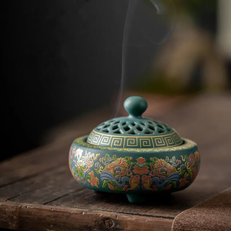 

Ceramics Incense Burner Stick Holder Buddhism Line Incense Plate Sandalwood Coil Base Temples Yoga Studios Home Decoration