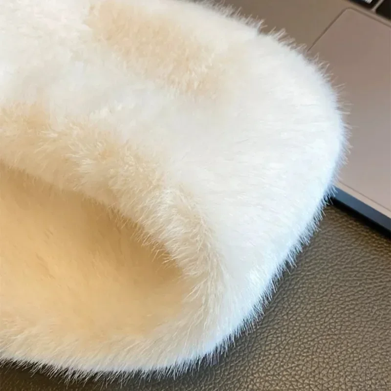 Теплый плотный шарф зимний женский однотонный мягкий удобный из кроличьего меха