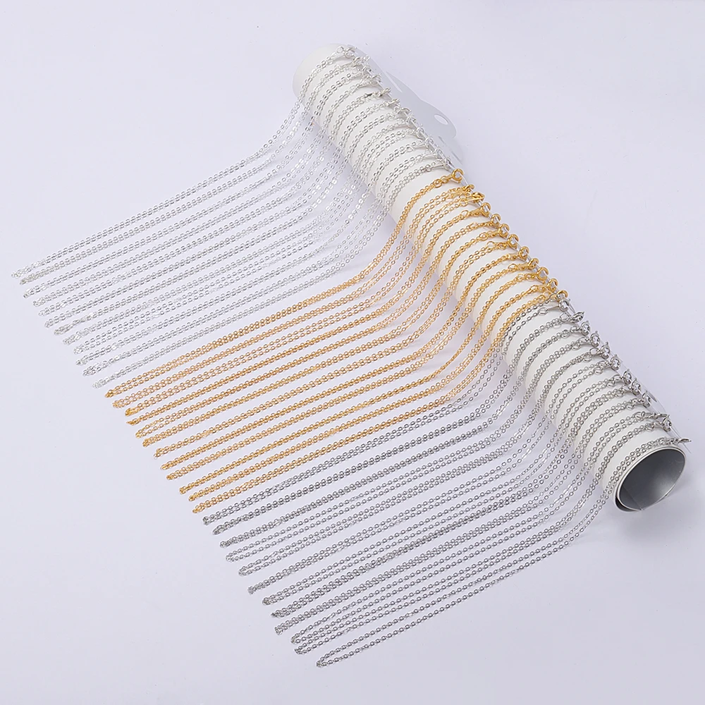 

12pcs High Quality Gold Silver 40cm Flat Cross O-Chains Chain for Women Simple Necklace Choker Jewelry Making DIY Accessories