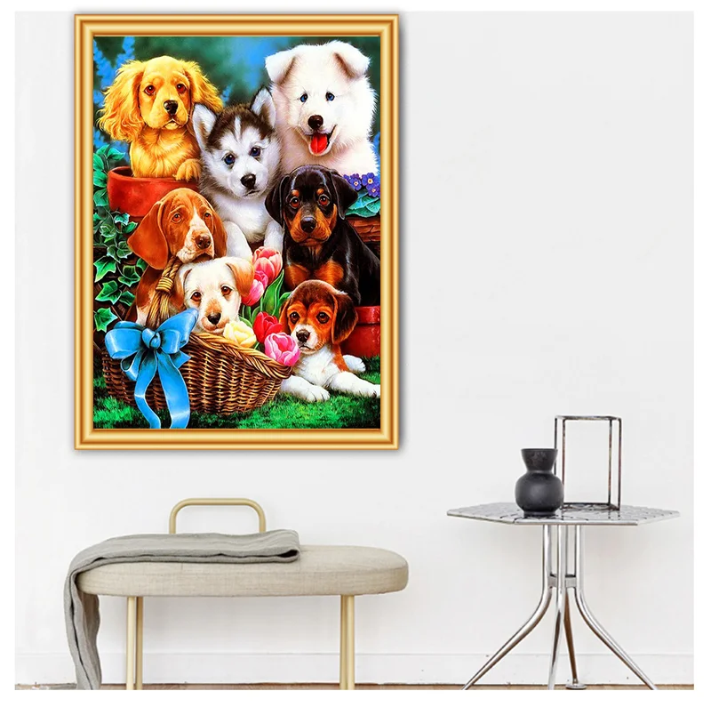 Алмазная 5D картина сделай сам животное кошка собака птицы круглая вышивка