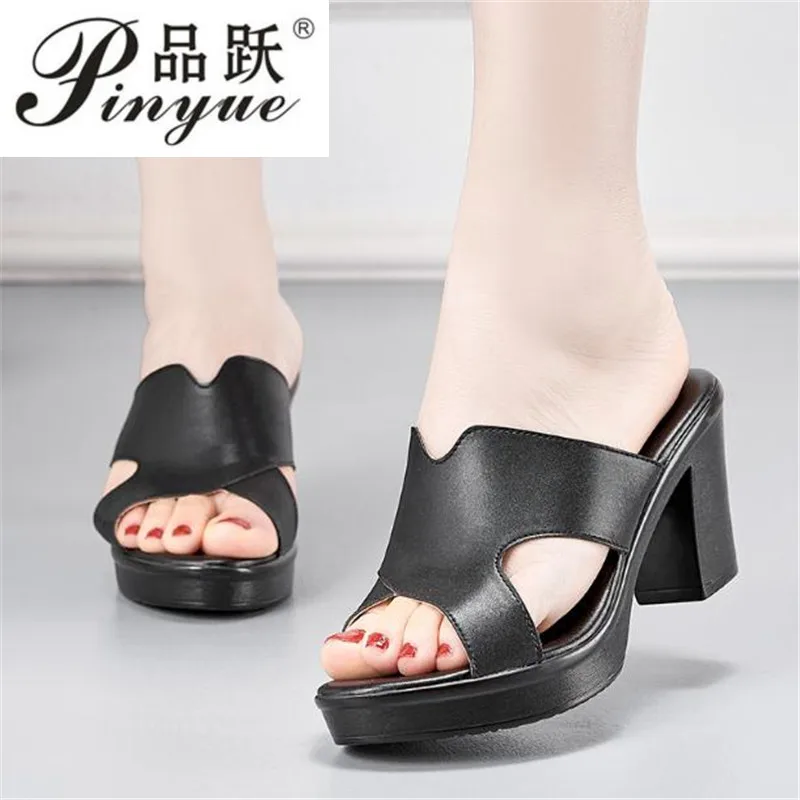 

Женские тапочки 2022, женские летние тапочки, женская обувь на высоком каблуке, модная женская летняя обувь из натуральной кожи