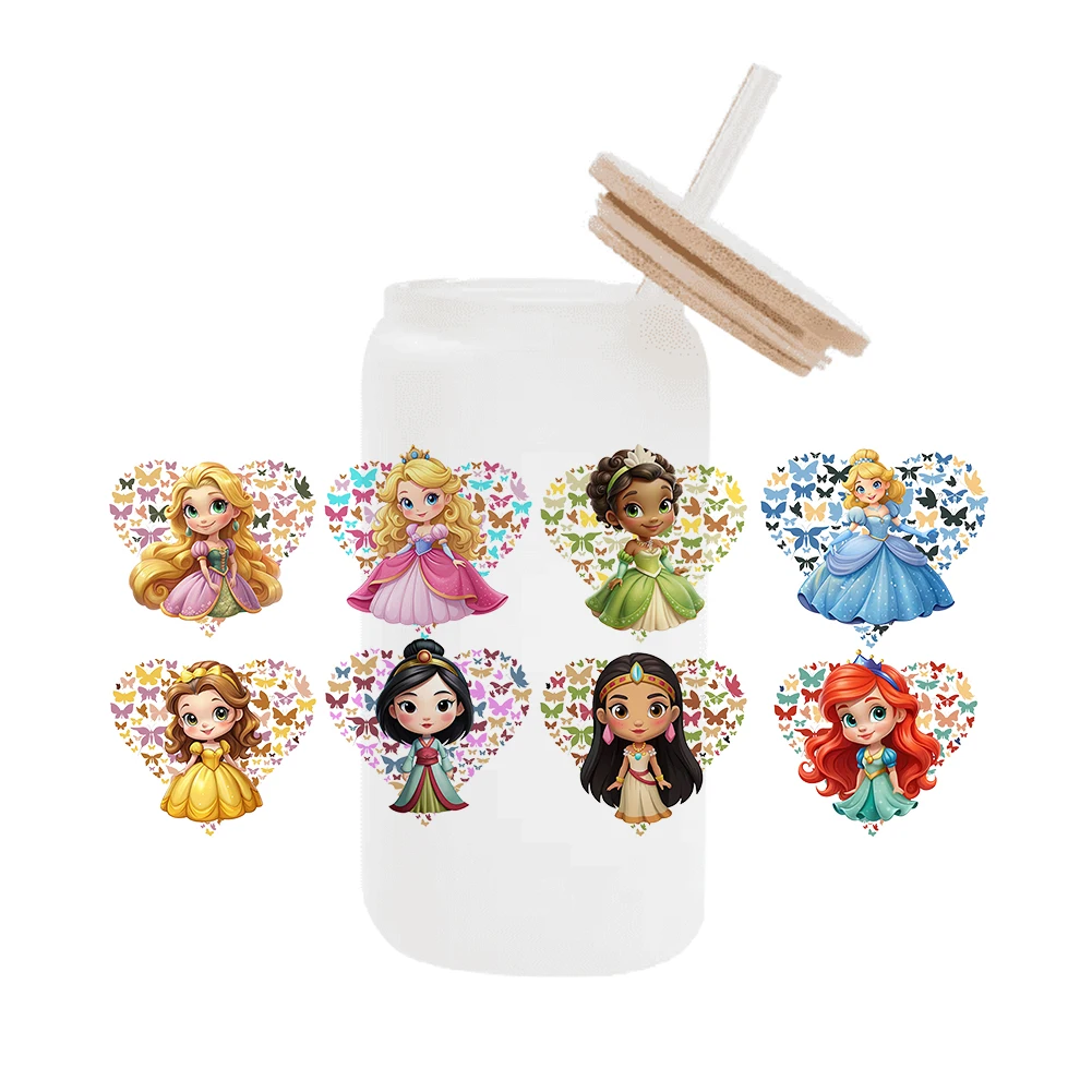 Disney Princess для Libbey банка 16 унций стекло 3D водонепроницаемая УФ DTF кофейная
